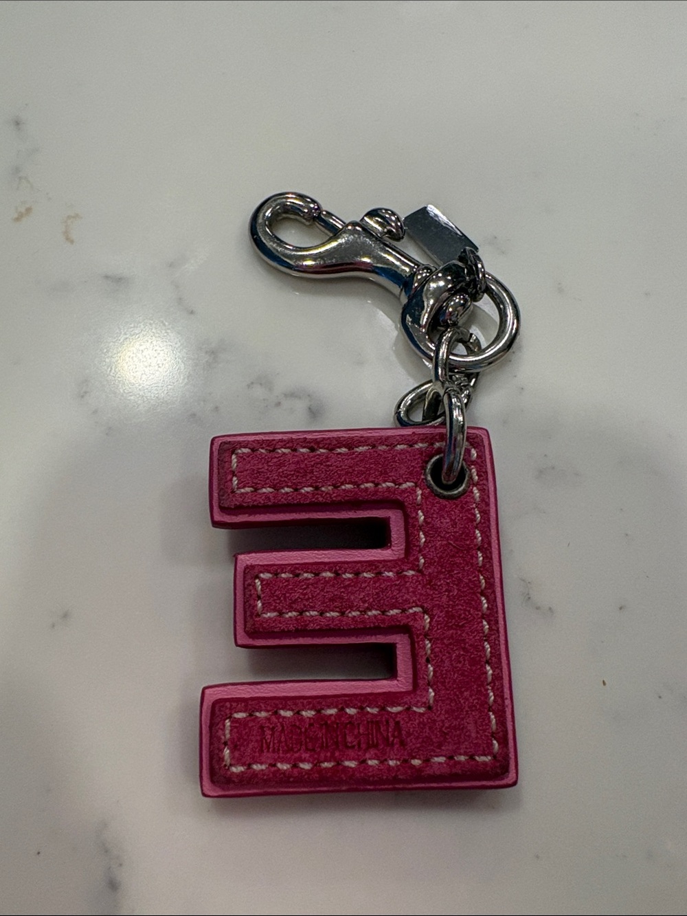 Coach Green Letter E Keychain with Pink Trim - Picture 2 of 8